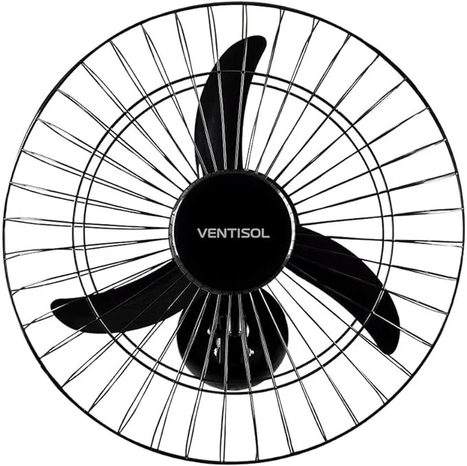  Ventilador de Parede Oscilante 3 Pás Premium Preto 50cm Bivolt Ventisol 200W