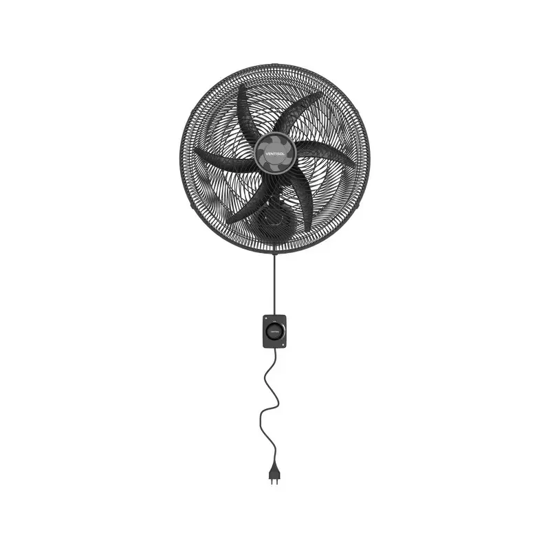 Ventilador Parede 50cm 6Pás Monta Fácil Preto Ventisol
