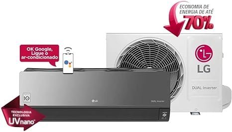 Ar Condicionado Split Hi Wall Inverter LG Dual Voice Artcool UVnano 12000 BTU/h Quente e Frio S4NW12JARXB.EB2GAMZ 220V