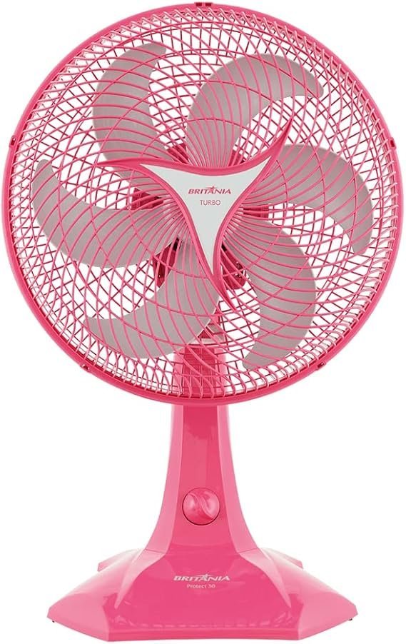 Ventilador Britânia Protect 30 cm, 220V, Rosa, 3 velocidades, Hélice de 6 pás, Potência 55W