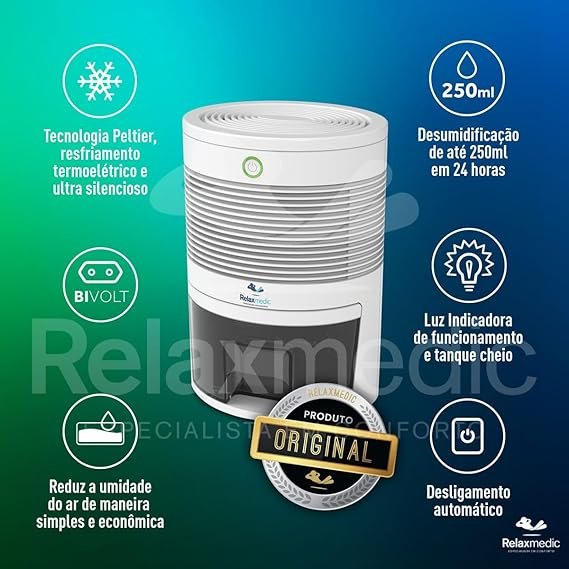 Desumidificador de Ambiente Elétrico Antimofo Drysec Bivolt RelaxMedic 3
