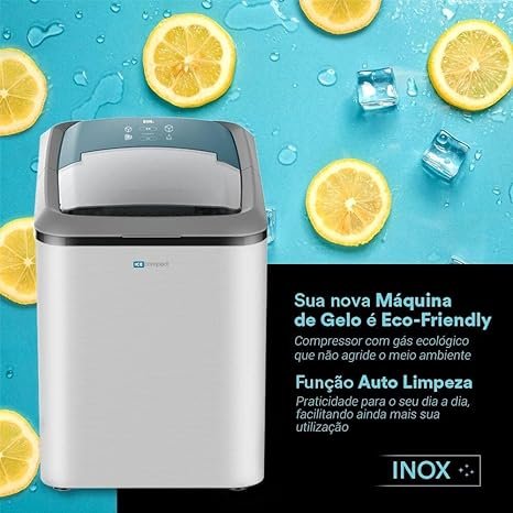 Máquina de Gelo 15kg EOS Ice Compact Emg02s Prata 2