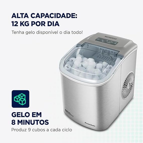 Máquina de Gelo Turbo Ice Premium, Mondial Cinza MG 12 GI 2