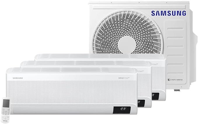 Ar Condicionado Multi Split Samsung Hi Wall Wind Free 3x9000 BTUh Quente e Frio AJ080AXJ4KHAZ– 220 Volts