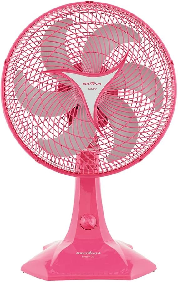 Ventilador Britânia Protect 30, 220V, Rosa, 3 velocidades, Hélice de 6 pás, Potência 55W