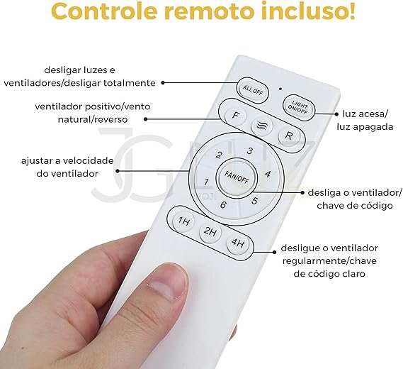 Ventilador De Teto Retratil Controle Remoto Led 3 Cores 60w