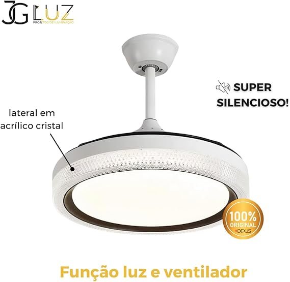 Ventilador De Teto Retratil Controle Remoto Led 3 Cores 60w 2