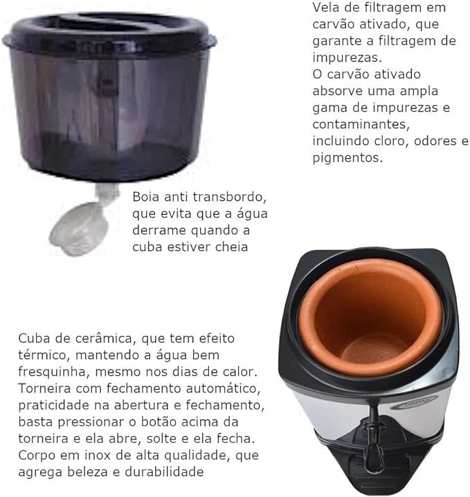 Bebedouro Filtro Água De Inox Com Base De Barro Acquamar 2