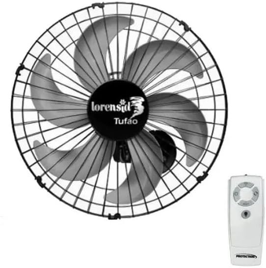 Ventilador de Parede Com Controle Remoto Tufão 50cm Preto Bivolt Loren Sid