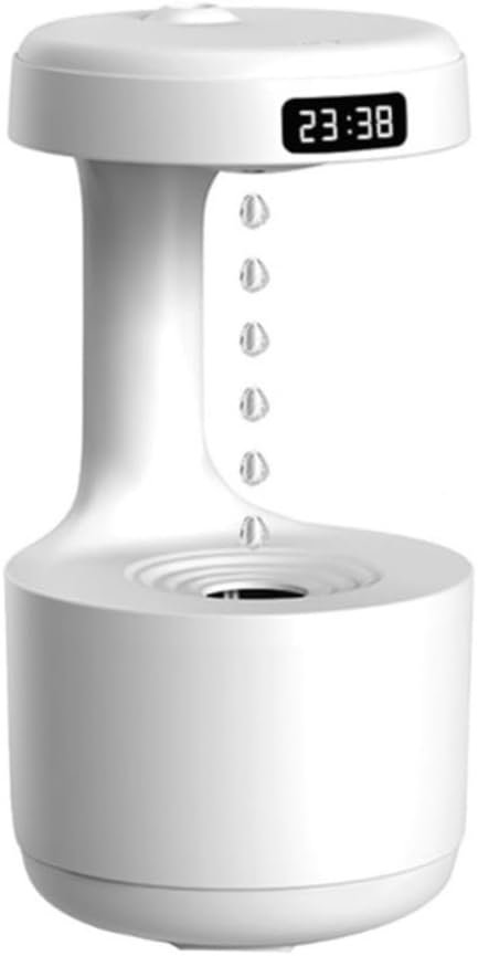 Umidificador De Ar Gotículas De Água Anti Gravidade Gotas De 800 ml Com Luz de Led e Relógio