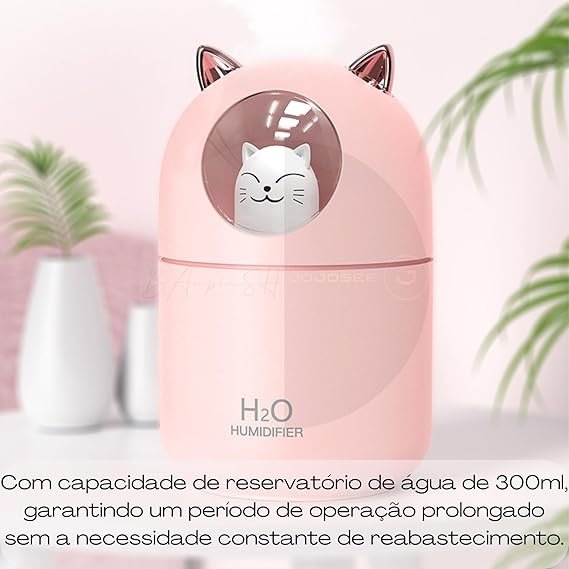 Umidificador de Ambientes Difusor de Aromas com Visor e Design de Gatinho 300 ML 2