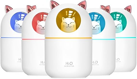 Umidificador de Ambientes Difusor de Aromas com Visor e Design de Gatinho 300 ML