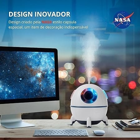 Umidificador de Ar e Difusor de Aromas Astronauta Nave Espacial Recarregável Bivolt 220ml 2